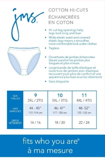Just My Size Cotton TAGLESS® Brief Panties 5-Pack, Basic
