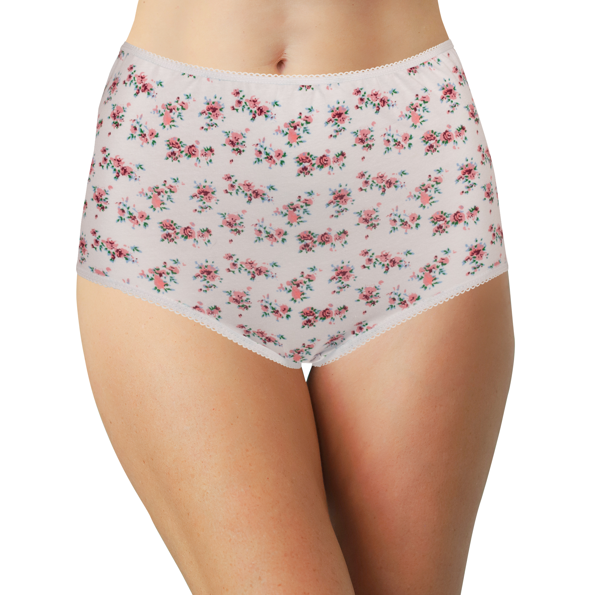 Teri Full Coverage Cotton Panty Floral Print 6 Pack- Style 15001A - Basics  by Mail